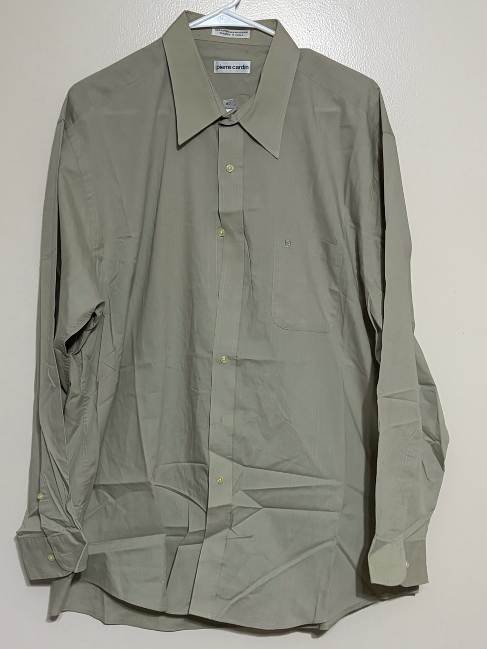 Pierre Cardin Men's Long Sleeve Button-Up Shirt in Olive Green